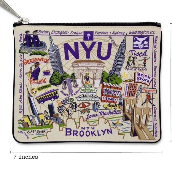 NYU CatStudio Beige and Purple Zippered Pouch - Picture 4 of 6